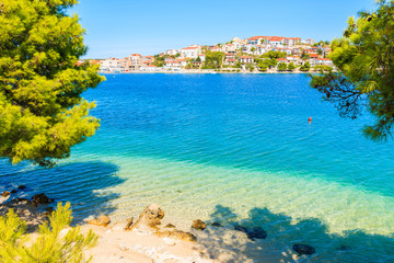 Beautiful beach in Rogoznica town, Dalmatia, Croatia