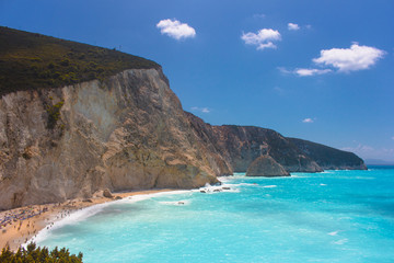 Beautiful panorama with Porto Katsiki beach at Lefkada island in Greece