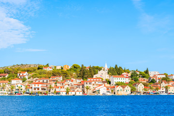 View of Rogoznica town and blue sea, Dalmatia, Croatia