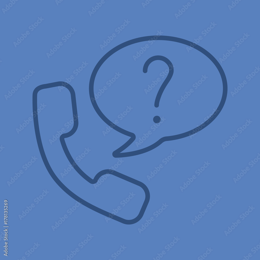 Poster ask question by phone linear icon