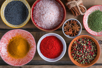 Obraz na płótnie Canvas spices, spicy herbs, turmeric, paprika, anise, bazaar