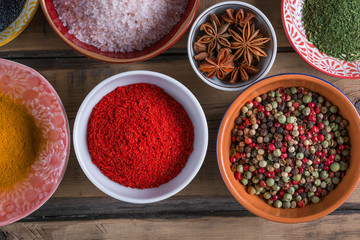 spices, spicy herbs, turmeric, paprika, anise, bazaar