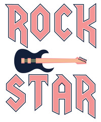 rock star fashion slogan in rock style with guitar vector illustration for print