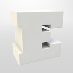 3d rendering. White letters on a light background. Capital letter.