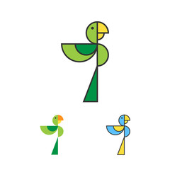 Parrot Logo Template. Macaw Logotype Set. Bird Emblem. Vector.