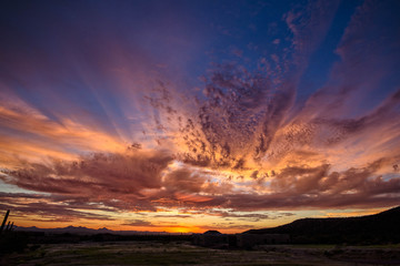 USA, Arizona, Marana, Dove Mountain, Painted Clouds Sunset