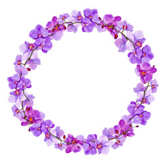 Watercolor round frame "Orchid"