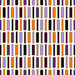 Seamless pattern in Halloween traditional colors with vertical lines. Geometric ornament. Stripes motif.