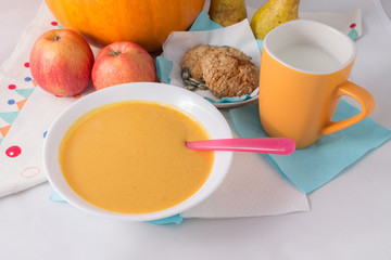 pumpkin cream soup in a plate