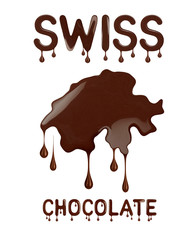 Swiss chocolate. Conceptual outline of Switzerland made with chocolate.