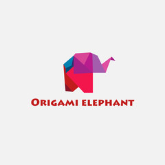 Vector color illustration of origami elephant