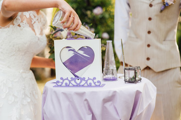 Blending of the sands at wedding ceremony