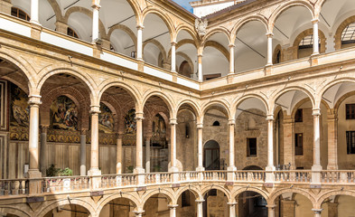 Fototapeta na wymiar Entrance to Palatine Chapel of the Royal Palace in Palermo. 