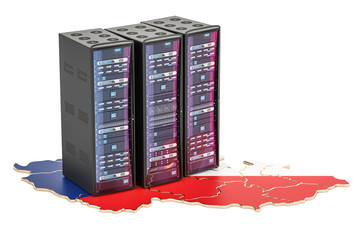 Data Center server racks in Czech Republic concept,  3D rendering