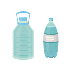 Fototapeta premium Set Plastic bottle of pure water, different bottle design vector illustration in cartoon style.
