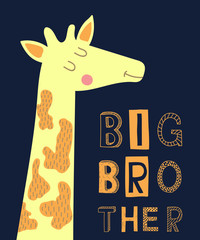 big brother slogan modern fashion vector illustration with giraffe for print