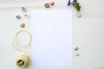 Sheet template on wooden background