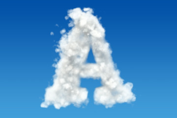 Fototapeta premium Letter A, alphabet from clouds in the sky. 3D rendering