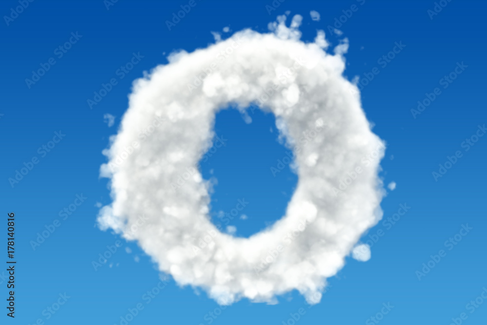 Wall mural Letter O, alphabet from clouds in the sky. 3D rendering