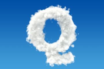 Naklejka premium Letter Q, alphabet from clouds in the sky. 3D rendering