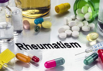 Rheumatism. medicines as concept of ordinary treatment, conceptual image