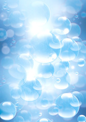 bubbles floating in the light background - obrazy, fototapety, plakaty