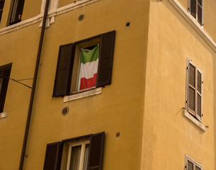 Flag of Italy in a window