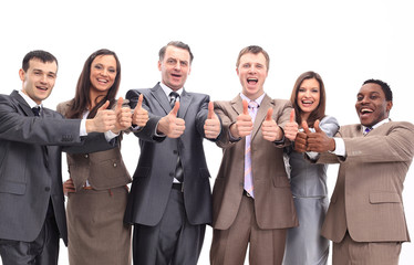 Fototapeta na wymiar successful business team with thumbs up