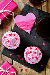 Chocolate chips chocolate cupcakes for Valentine's day