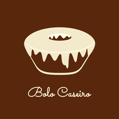 Bolo Caseiro is homemade cake in Portuguese. Cake icon vector.