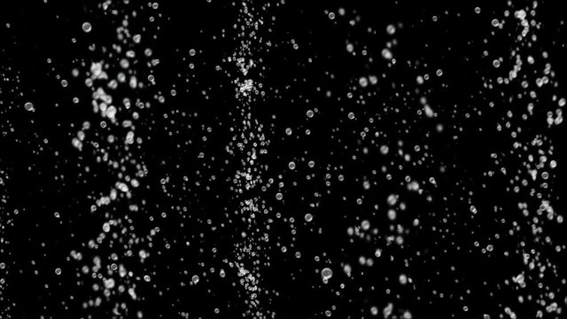Bubble surges on black background move upwards