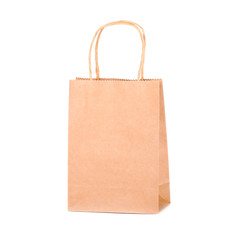 Craft paper bag isolated on white background. Packaging template mockup collection. Brown paper bags isolated on white background.