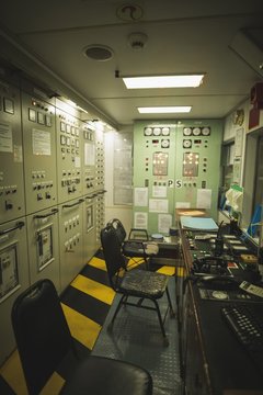 Engine control room in ship