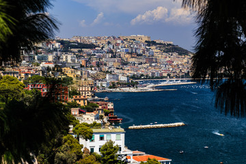 Naples, Italy, view of the city and the bay from Posillipo