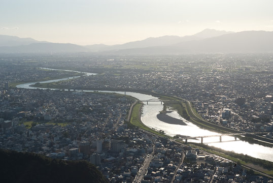 River's view Gifu city, Japan. 岐阜城天守閣からの長良川の展望