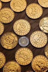 Bitcoin coin & polish money