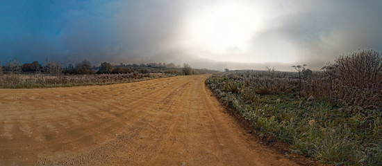The first frost. Everything was frozen cold and frosty.