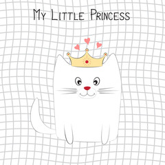 Cute fantasy little cat princess . Graphics for t-shirts.