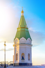 Krasnoyarsk, Russia, 26 January 2015: Chapel of Paraskeva Friday with 10 ruble notes