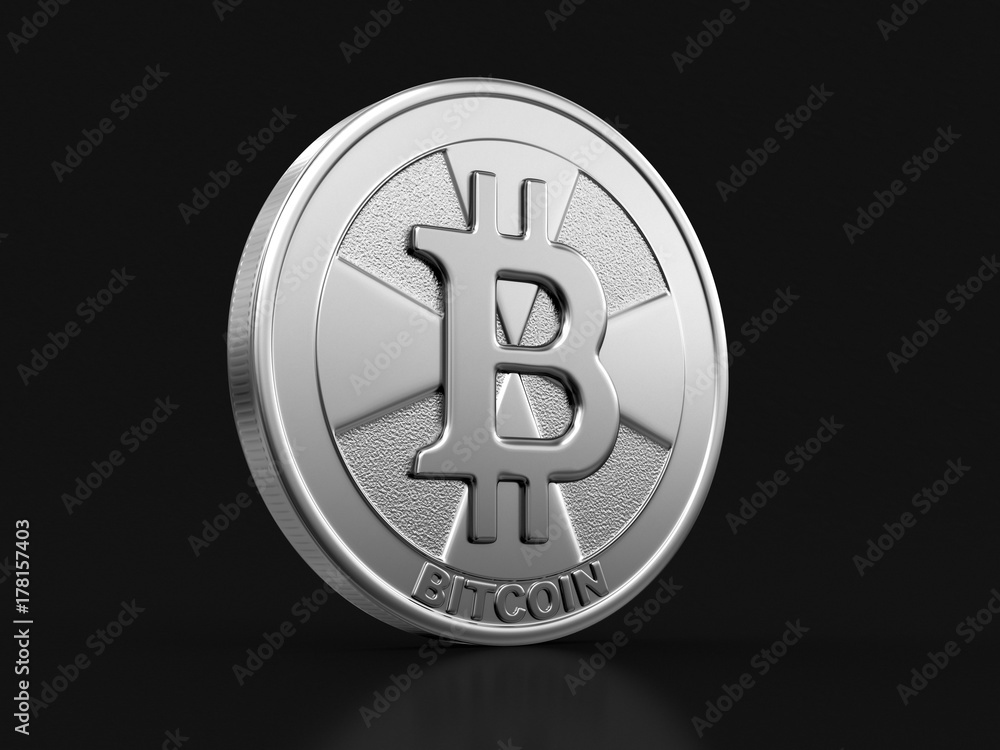 Poster silver bitcoin. image with clipping path