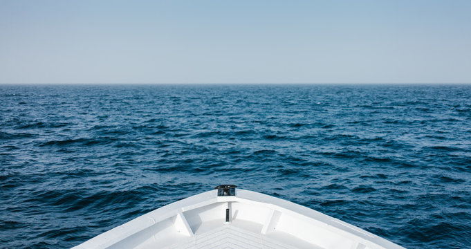 Sailing ship bow at sea.