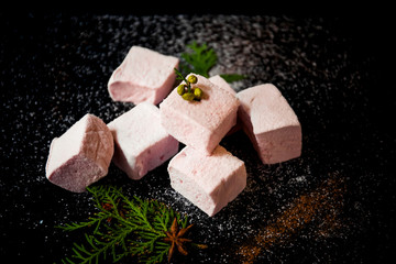 Homemade pink marshmallows