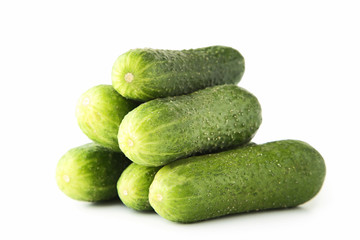 Fresh cucumbers isolated on white background