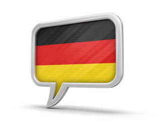 Speech bubble with flag of Germany. Image with clipping path