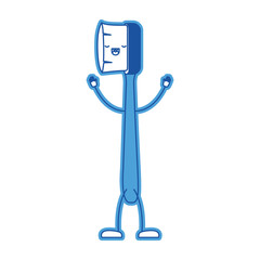 toothbrush cartoon in blue silhouette