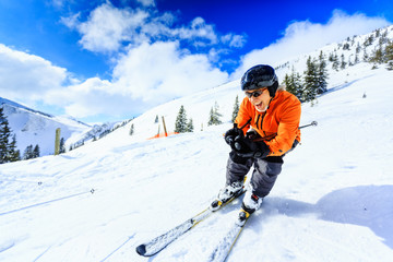 Fototapeta na wymiar Senior Man Skiing