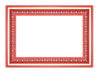 The antique red frame on the white background