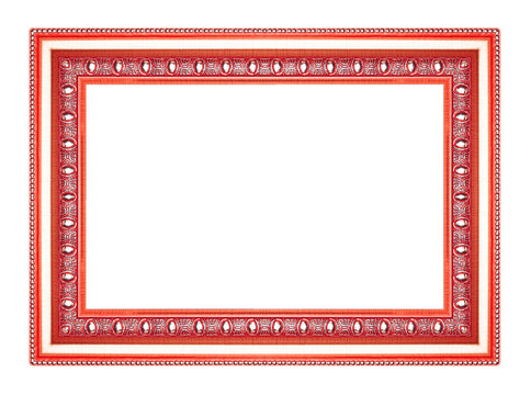 The antique red frame on the white background