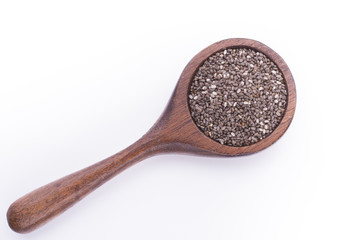 chia seed in wooden spoon