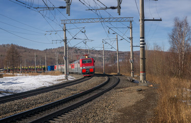 Naklejka premium Spring on the Trans-Siberian railway